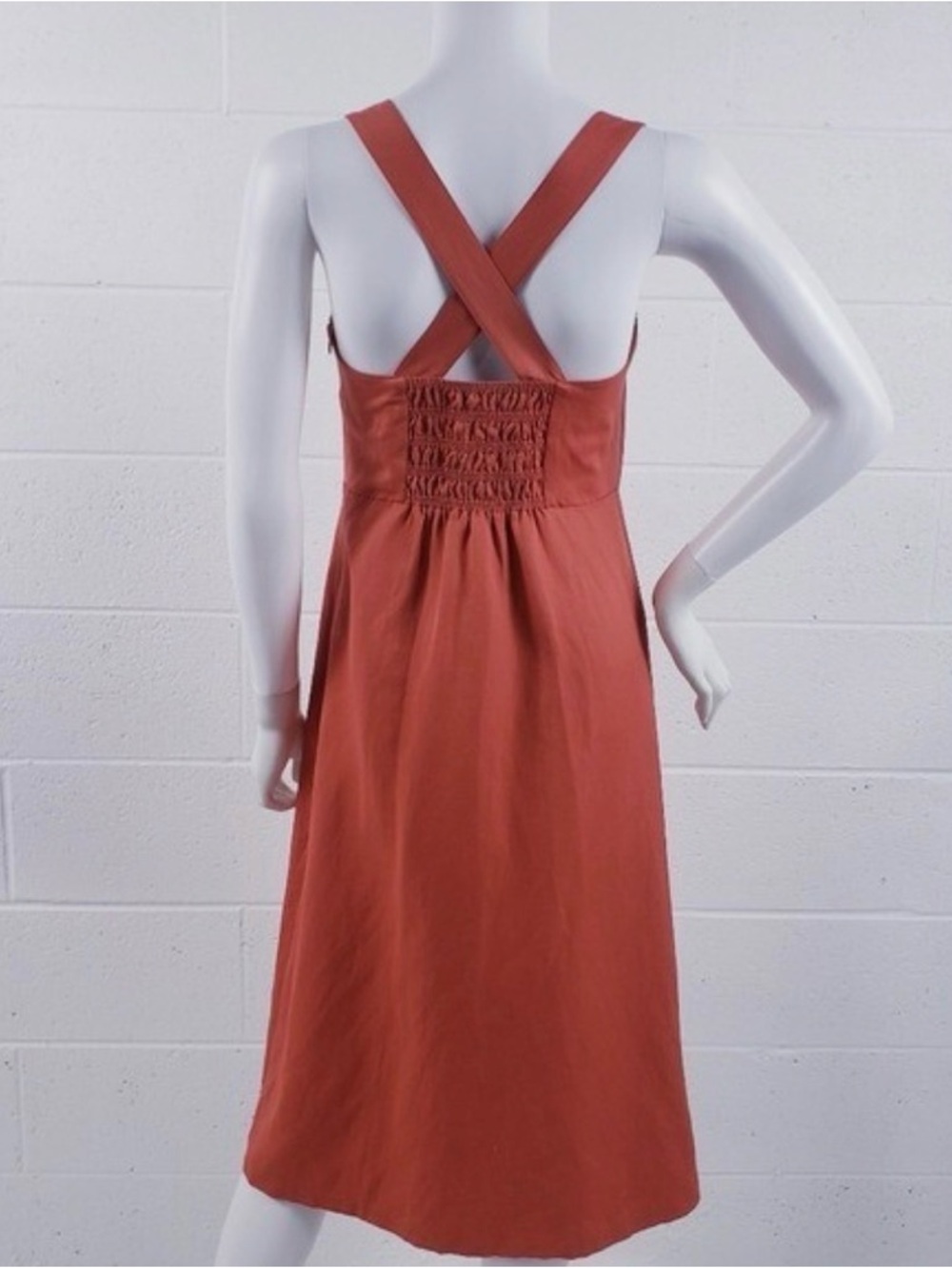 Theory for Anthropologie | Coral Square-Neck Midi Dress - Picture 8 of 8